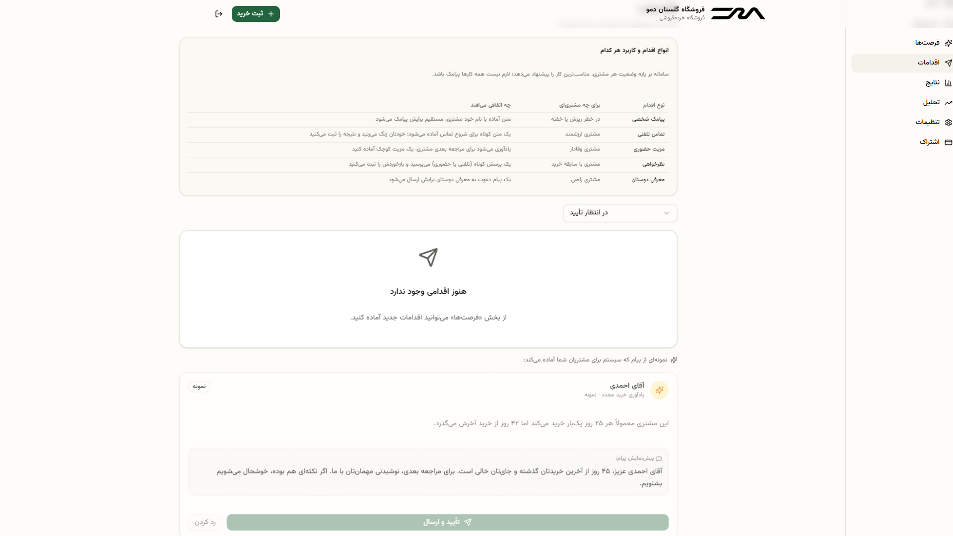 اقدام آماده، با یک تأیید